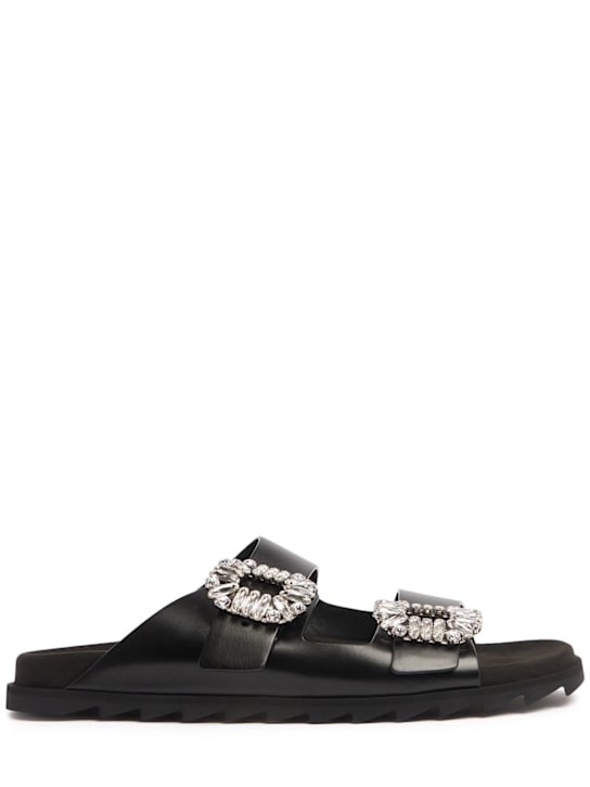 Roger Vivier: 20mm Slidy Viv leather sandals - Black - women_0 | Luisa Via Roma