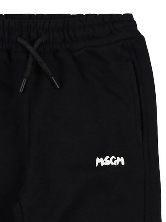 MSGM: Logo cotton sweatpants - Black - kids-boys_1 | Luisa Via Roma