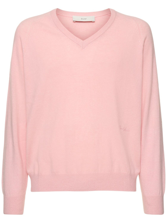 Dunst: Unisex loose v-neck sweater - Pink - men_0 | Luisa Via Roma