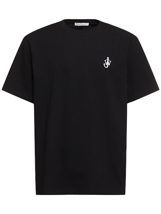 JW Anderson: Anchor embroidery t-shirt - Black - men_0 | Luisa Via Roma