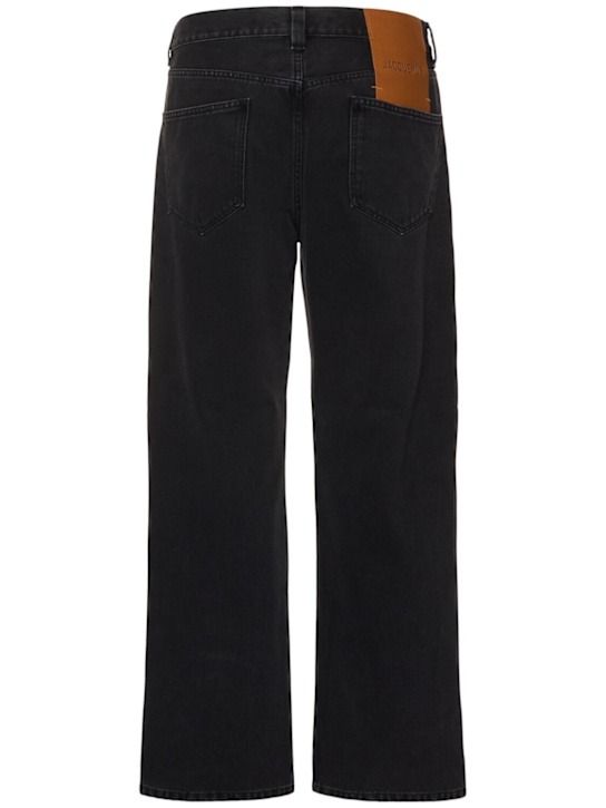 Jacquemus: Le de nîmes droit cotton denim jeans - Black - men_3 | Luisa Via Roma