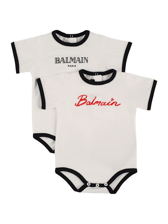 Balmain: Set of 2 cotton jersey rompers - kids-boys_0 | Luisa Via Roma