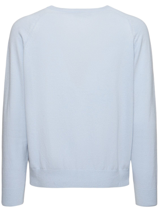 Dunst: Unisex loose v-neck sweater - Blue - men_3 | Luisa Via Roma