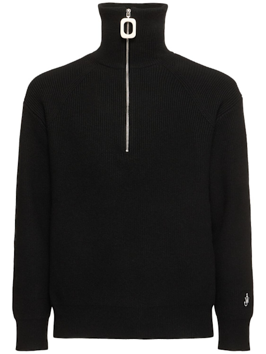 JW Anderson: Half-zip sweater - Black - men_0 | Luisa Via Roma
