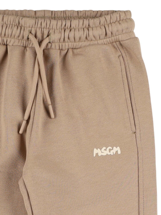 MSGM: Logo cotton sweatpants - Beige - kids-boys_1 | Luisa Via Roma
