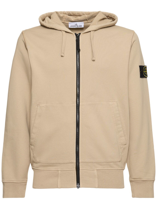 Stone Island: Cotton zip hoodie - men_0 | Luisa Via Roma