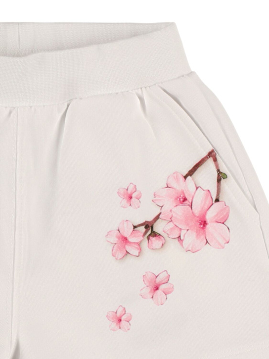 Monnalisa: コットンブレンドスウェットショートパンツ - ホワイト - kids-girls_1 | Luisa Via Roma