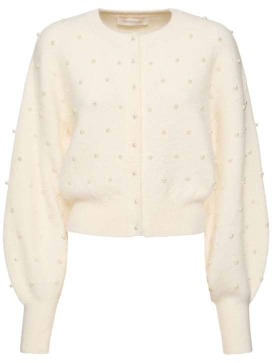 Zimmermann: Crush珠饰羊驼毛混纺开衫 - Ivory/Pearl - women_0 | Luisa Via Roma