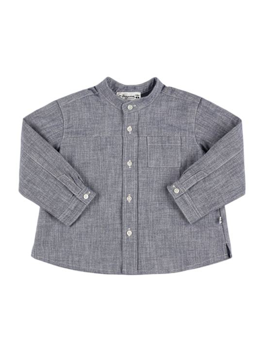 Bonpoint: Camicia in cotone chambray - Blu - kids-boys_0 | Luisa Via Roma