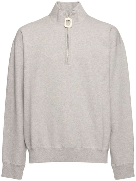 JW Anderson: Sweat-shirt à demi-zippé - Gris Clair - men_0 | Luisa Via Roma