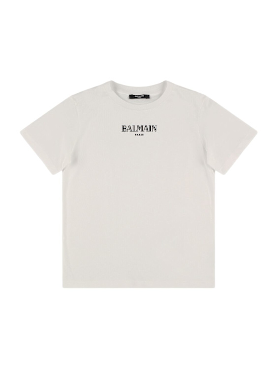 Balmain: Printed cotton jersey t-shirt - kids-boys_0 | Luisa Via Roma