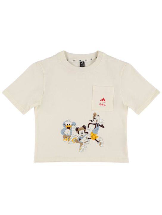 adidas Originals: Camiseta de jersey de algodón estampada - Blanco Opaco - kids-boys_0 | Luisa Via Roma