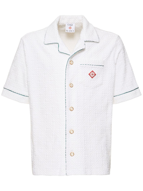 Casablanca: Unisex open collar toweling shirt - White - men_0 | Luisa Via Roma