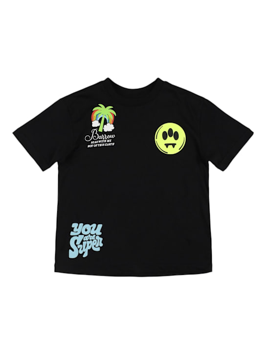 Barrow: Printed cotton jersey t-shirt - Black - kids-girls_0 | Luisa Via Roma