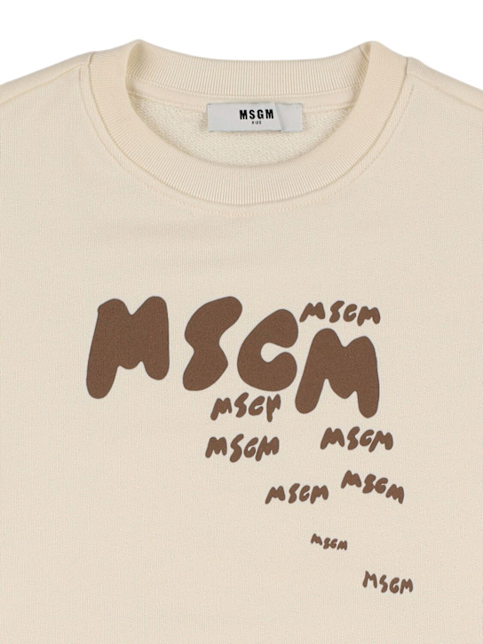 MSGM: Logo printed cotton sweatshirt - Off-White - kids-boys_1 | Luisa Via Roma