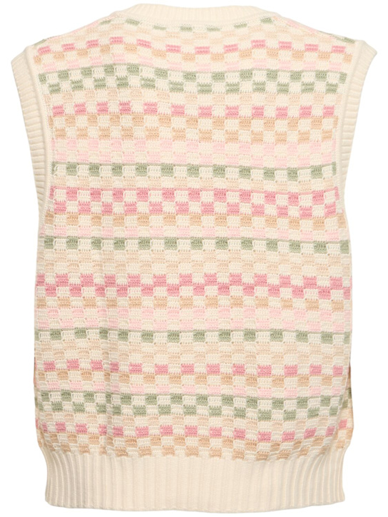 Dunst: Crafter unisex v-neck knit vest - Ivory - men_5 | Luisa Via Roma