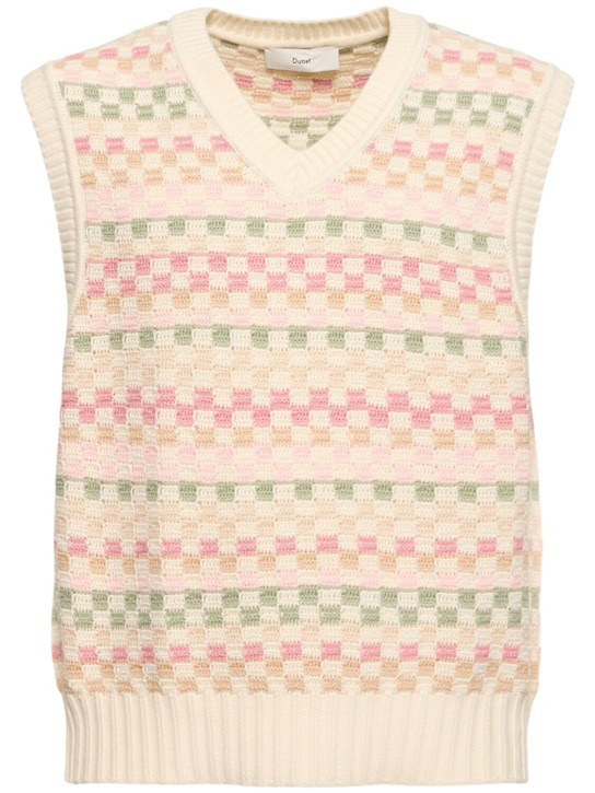 Dunst: Crafter unisex v-neck knit vest - Ivory - men_0 | Luisa Via Roma