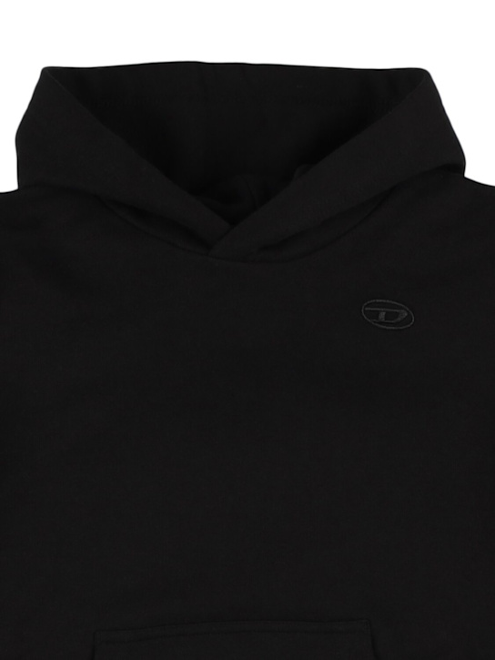 Diesel Kids: Logo hooded cotton sweatshirt - ブラック - kids-boys_1 | Luisa Via Roma