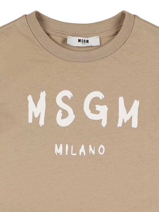 MSGM: Printed cotton jersey t-shirt - Beige - kids-boys_1 | Luisa Via Roma