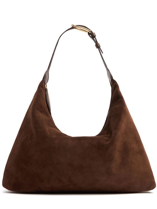 Liffner: Sac porté épaule en daim Pillow - Marron Foncé - women_0 | Luisa Via Roma