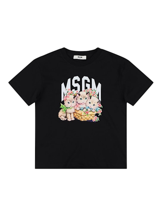 MSGM: コットンインターロックTシャツ - kids-girls_0 | Luisa Via Roma