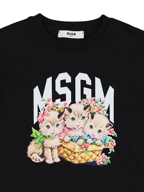 MSGM: コットンインターロックTシャツ - kids-girls_1 | Luisa Via Roma