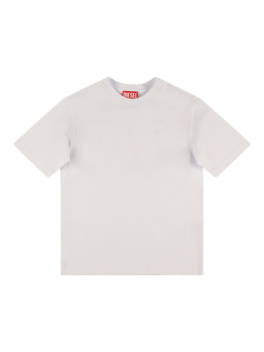 Diesel Kids: T-shirt in jersey di cotone con ricamo - Bianco - kids-boys_0 | Luisa Via Roma