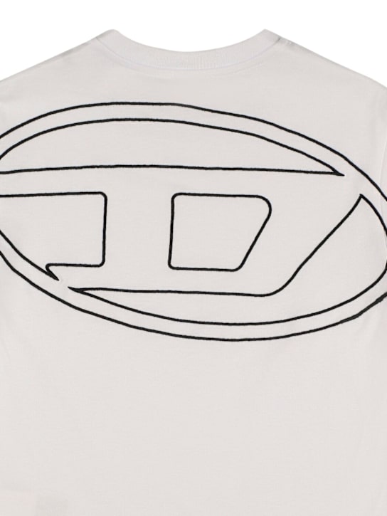 Diesel Kids: T-shirt in jersey di cotone con ricamo - Bianco - kids-boys_1 | Luisa Via Roma