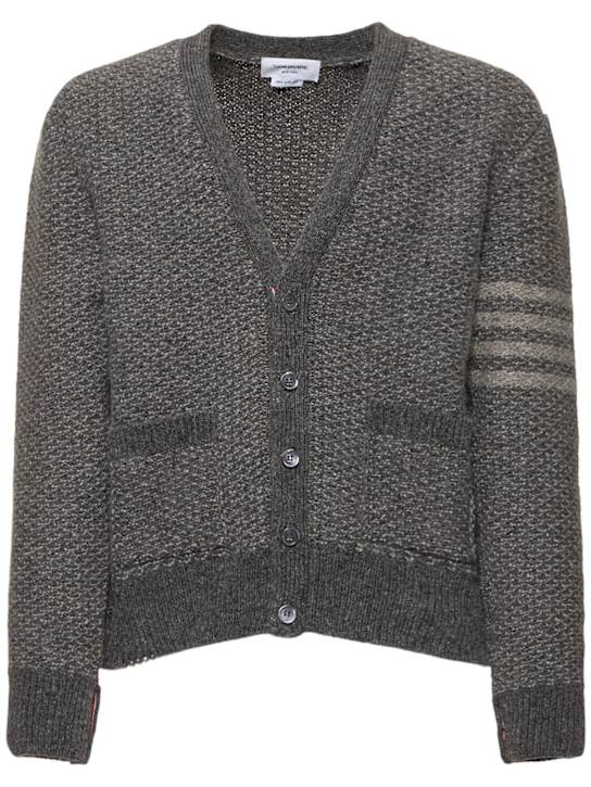 Thom Browne: Textured stitch relaxed fit cardigan - men_0 | Luisa Via Roma