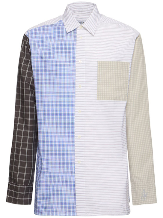 JW Anderson: Patchwork shirt - Blue/Multi - men_0 | Luisa Via Roma