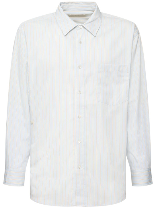 Dunst: Unisex oversize striped shirt - Misty Blue - men_0 | Luisa Via Roma