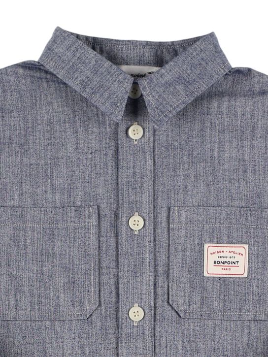 Bonpoint: Cotton chambray shirt - Blue - kids-girls_1 | Luisa Via Roma