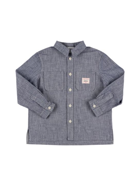 Bonpoint: Cotton chambray shirt - Blue - kids-girls_0 | Luisa Via Roma