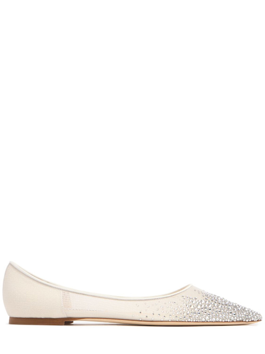 Jimmy Choo: 10mm Love mesh flats - White/Silver - women_0 | Luisa Via Roma