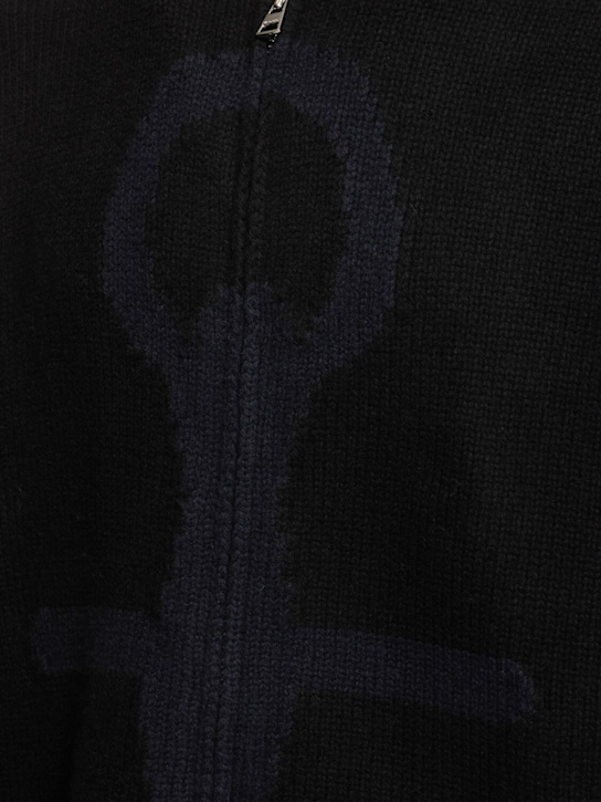 JW Anderson: Anchor zip-up hoodie - Black/Navy - men_4 | Luisa Via Roma