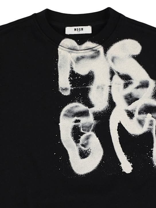 MSGM: Logo printed cotton sweatshirt - Black - kids-boys_1 | Luisa Via Roma