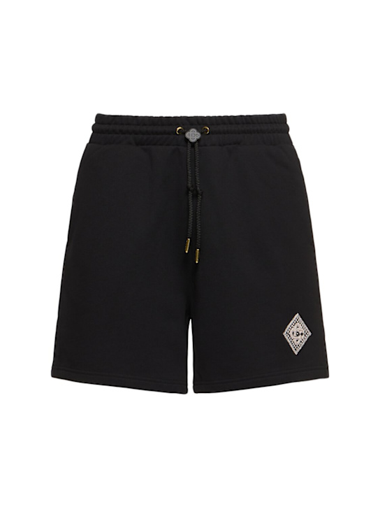 Casablanca: Pearl Diamond CC patch sweat shorts - men_0 | Luisa Via Roma