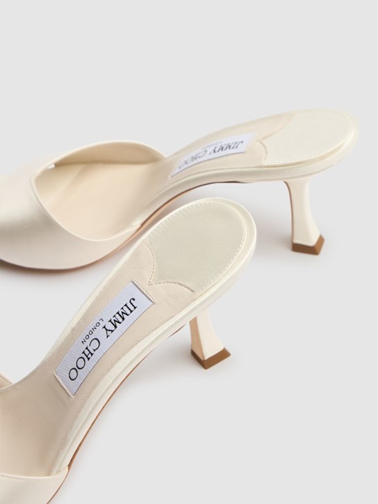 Jimmy Choo: 70mm Skye satin mules - Ivory - women_4 | Luisa Via Roma