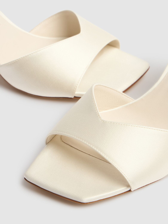 Jimmy Choo: 70mm Skye satin mules - Ivory - women_3 | Luisa Via Roma