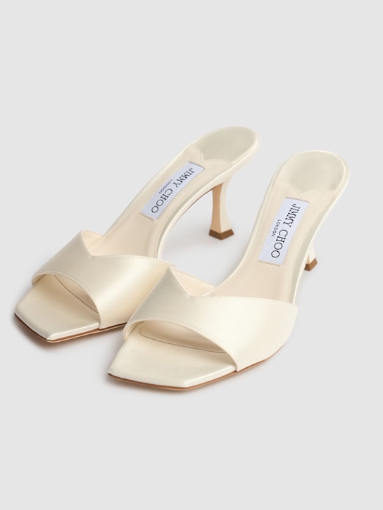 Jimmy Choo: 70mm Skye satin mules - Ivory - women_2 | Luisa Via Roma