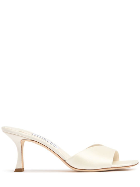 Jimmy Choo: 70mm Skye satin mules - Ivory - women_0 | Luisa Via Roma