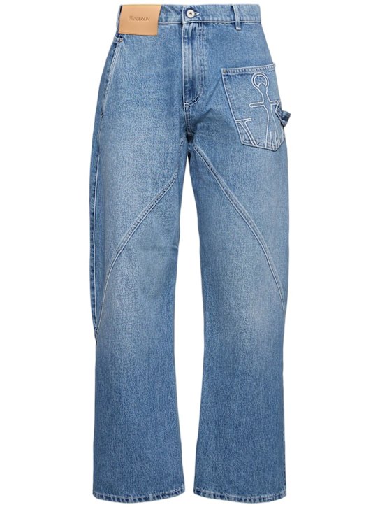 JW Anderson: Twisted denim workwear jeans - Light Blue - men_0 | Luisa Via Roma