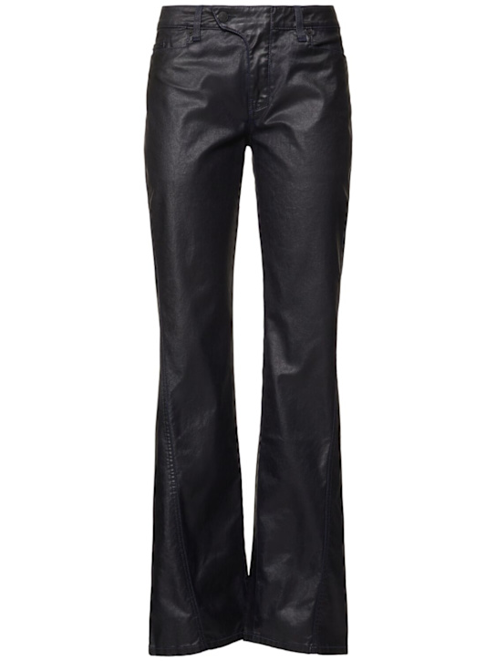 Waxed denim mid rise straight jeans - Thumbnail 1