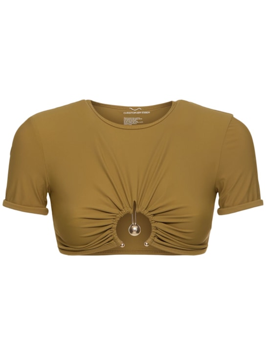 Christopher Esber: Ruched Orbit cropped lycra top - women_0 | Luisa Via Roma