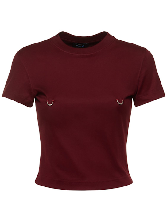 Ring detail cropped cotton jersey top - Thumbnail 1