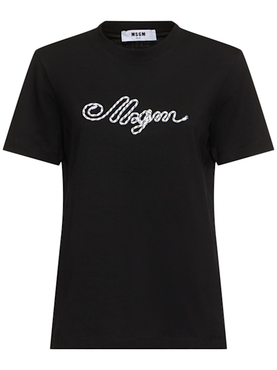 MSGM: T-shirt in jersey - women_0 | Luisa Via Roma