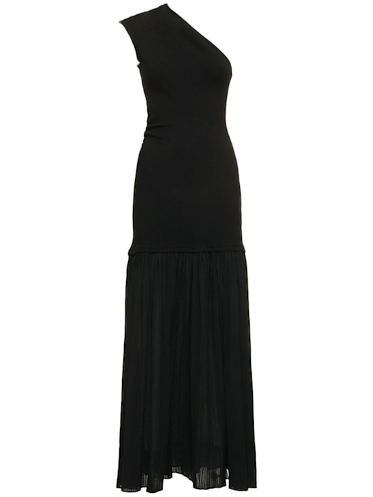 Proenza Schouler: Cora pleated crepe chiffon long dress - Black - women_0 | Luisa Via Roma