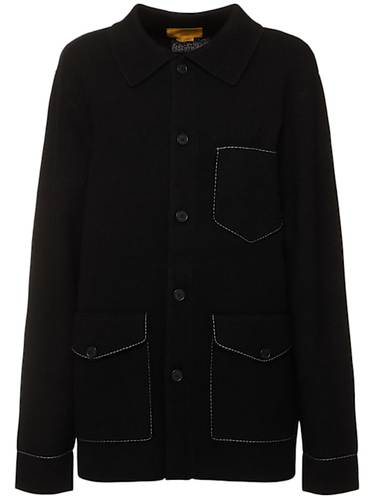 Guest In Residence: Industry knit cashmere shirt jacket - Black - women_0 | Luisa Via Roma