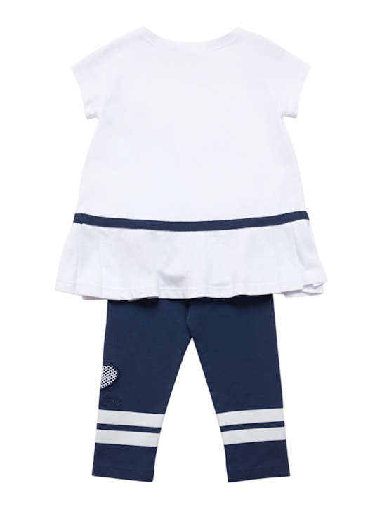 Monnalisa: T-shirt e leggings in jersey - Bianco/Blu - kids-girls_3 | Luisa Via Roma