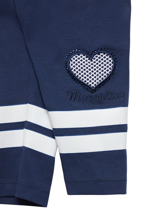 Monnalisa: T-shirt e leggings in jersey - Bianco/Blu - kids-girls_2 | Luisa Via Roma